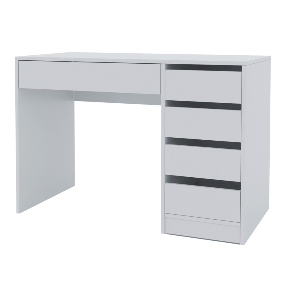 Biurko z 5 szufladami 110 x 55 cm białe bez uchwytów P