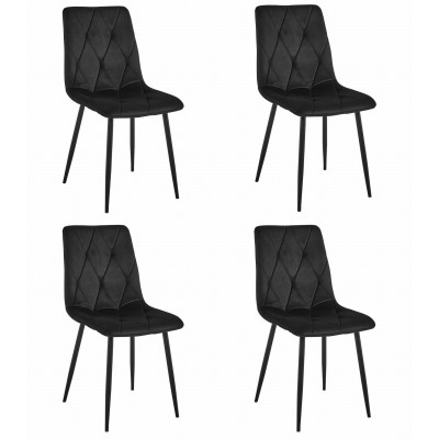 Krzesło LIBRA - czarny aksamit / nogi czarne x 4