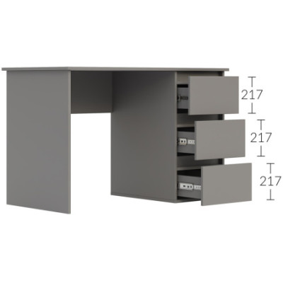 Biurko 120 x 60 cm z 3 szufladami grafitowe szare