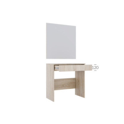 Toaletka z lustrem ściennym 75 cm szuflada dąb sonoma komplet