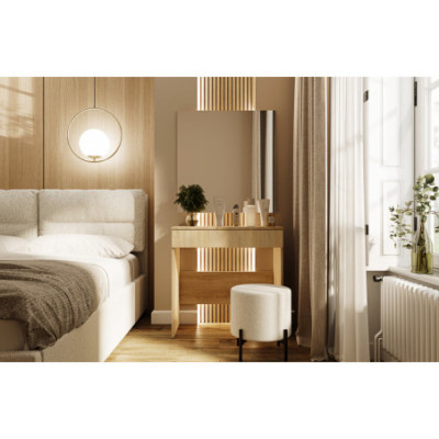Toaletka z lustrem ściennym 75 cm szuflada dąb sonoma komplet