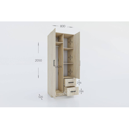 Wardrobe Simple 2D+2DR